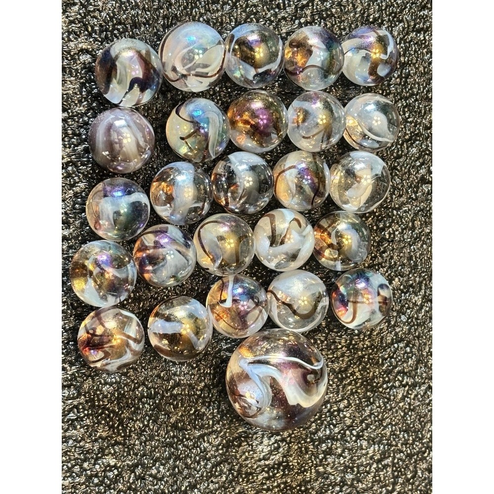 Vacor Mega Polar Bear Marbles Clear Transparent Base 2 Color Swirls Set 1"